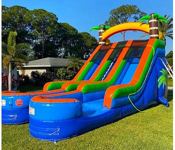 18' TROPICAL DOUBLE SPLASH WATER SLIDE